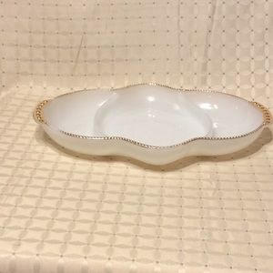 Vintage White Bowl With Gold Trim.